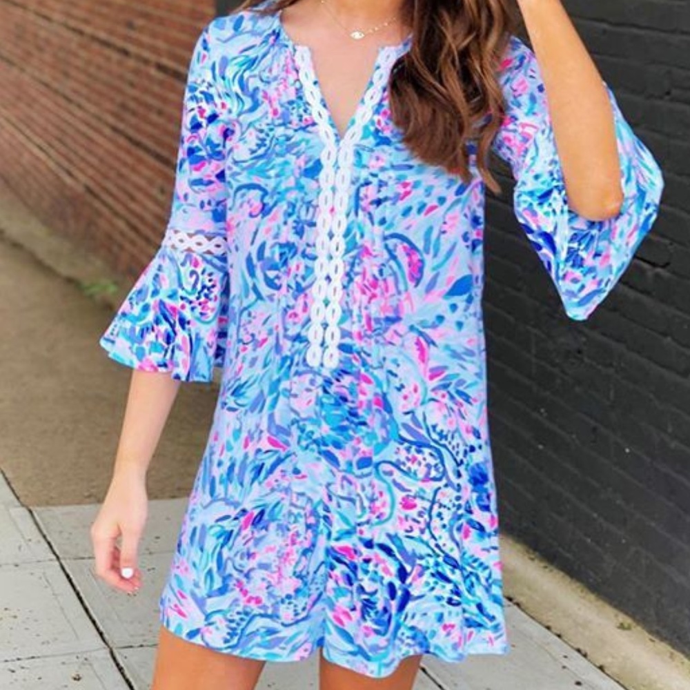 NWOT Lilly Pulitzer Hollie Tunic Dress in Breakwater Tint Party Wave - size M
